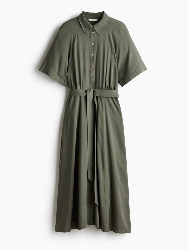 H&M Tie Belt Shirt Midi Dress